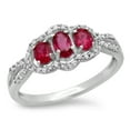 thumbnail image 1 of Dazzlingrock Collection 10K Diamond & Created Ruby Bridal 3 Stone Split Shank Engagement Ring, White Gold, 1 of 1