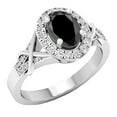 thumbnail image 1 of Dazzlingrock Collection 10K Oval Cut Black Sapphire & Round Cut Diamond Bridal Halo Engagement Ring, White Gold, Size 7, 1 of 8