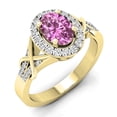 thumbnail image 1 of Dazzlingrock Collection 10K Oval Cut Pink Sapphire & Round Cut Diamond Bridal Halo Engagement Ring, Yellow Gold, Size 5, 1 of 1