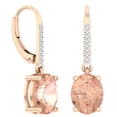 thumbnail image 1 of Dazzlingrock Collection 10K Oval Morganite & Round White Diamond Ladies Dangling Drop Earrings, Rose Gold, 1 of 1
