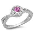 thumbnail image 1 of Dazzlingrock Collection 10K Pink Sapphire & White Diamond Ladies Split Shank Bridal Halo Engagement Ring, White Gold, Size 5.5, 1 of 1