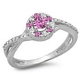 thumbnail image 1 of Dazzlingrock Collection 10K Pink Sapphire & White Diamond Ladies Split Shank Bridal Halo Engagement Ring, White Gold, Size 6, 1 of 1