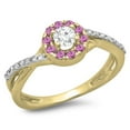thumbnail image 1 of Dazzlingrock Collection 10K Pink Sapphire & White Diamond Ladies Split Shank Bridal Halo Engagement Ring, Yellow Gold, Size 4.5, 1 of 1