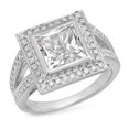 thumbnail image 1 of Dazzlingrock Collection 10K Princess White Sapphire & Round White Diamond Bridal Engagement Ring, White Gold, Size 8, 1 of 1