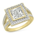 thumbnail image 1 of Dazzlingrock Collection 10K Princess White Sapphire & Round White Diamond Bridal Engagement Ring, Yellow Gold, Size 4.5, 1 of 1