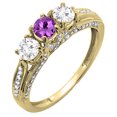 thumbnail image 1 of Dazzlingrock Collection 10K Round Amethyst & White Diamond Ladies Vintage Bridal Engagement Ring 1 CT, Yellow Gold, Size 7.5, 1 of 1