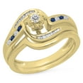 thumbnail image 1 of Dazzlingrock Collection 10K Round & Baguette Cut Blue Sapphire & White Diamond Bridal Engagement Ring Set, Yellow Gold, Size 4, 1 of 1