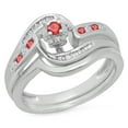 thumbnail image 1 of Dazzlingrock Collection 10K Round & Baguette Cut Ruby & White Diamond Twisted Bridal Engagement Ring Set, White Gold, Size 6.5, 1 of 1