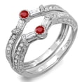 thumbnail image 1 of Dazzlingrock Collection 10K Round & Baguette Ruby And White Diamond Ladies Anniversary Wedding Guard Band, White Gold, Size 7, 1 of 1