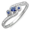 thumbnail image 1 of Dazzlingrock Collection 10K Round Blue Sapphire And White Diamond Bridal Promise Heart 3 Stone Swirl Ring, White Gold, Size 5.5, 1 of 1