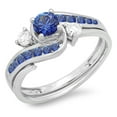 thumbnail image 1 of Dazzlingrock Collection 10K Round Blue Sapphire And White Diamond Swirl Bridal Engagement Ring Set, White Gold, Size 10, 1 of 5