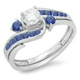 thumbnail image 1 of Dazzlingrock Collection 10K Round Blue Sapphire And White Diamond Swirl Bridal Engagement Ring Set, White Gold, Size 6, 1 of 5
