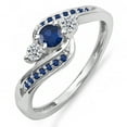 thumbnail image 1 of Dazzlingrock Collection 10K Round Blue Sapphire And White Diamond Swirl Engagement 3 Stone Bridal Ring, White Gold, Size 7, 1 of 1