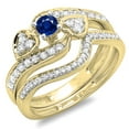thumbnail image 1 of Dazzlingrock Collection 10K Round Blue Sapphire & White Diamond Bridal Engagement Ring 3 Piece Set, Yellow Gold, Size 7, 1 of 1