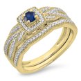 thumbnail image 1 of Dazzlingrock Collection 10K Round Blue Sapphire & White Diamond Bridal Halo Engagement Ring Set, Yellow Gold, Size 6.5, 1 of 1