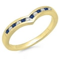 thumbnail image 1 of Dazzlingrock Collection 10K Round Blue Sapphire & White Diamond Wedding Stackable Band Guard Chevron Ring, Yellow Gold, Size 5.5, 1 of 1