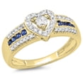 thumbnail image 1 of Dazzlingrock Collection 10K Round Cut Blue Sapphire & White Diamond Bridal Heart Promise Engagement Ring, Yellow Gold, Size 6.5, 1 of 4