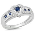 thumbnail image 1 of Dazzlingrock Collection 10K Round Cut Blue Sapphire & White Diamond Ladies Bridal Heart Engagement Ring, White Gold, Size 8.5, 1 of 1