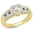 thumbnail image 1 of Dazzlingrock Collection 10K Round Cut Blue Sapphire & White Diamond Ladies Bridal Heart Engagement Ring, Yellow Gold, Size 5.5, 1 of 1
