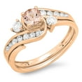 thumbnail image 1 of Dazzlingrock Collection 10K Round Morganite & Diamond Ladies Swirl Bridal Engagement Ring Matching Band Set, Rose Gold, Size 7.5, 1 of 1