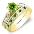 thumbnail image 1 of Dazzlingrock Collection 10K Round Peridot & White Diamond Ladies Bridal Engagement Ring Set, Yellow Gold, Size 9, 1 of 1