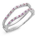 thumbnail image 1 of Dazzlingrock Collection 10K Round Pink Sapphire Ladies Anniversary Wedding Enhancer Guard Double Ring, White Gold, Size 7, 1 of 1