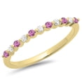 thumbnail image 1 of Dazzlingrock Collection 10K Round Pink Sapphire & White Diamond 11 Stone Wedding Stackable Band, Yellow Gold, Size 7, 1 of 1