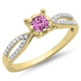 thumbnail image 1 of Dazzlingrock Collection 10K Round Pink Sapphire & White Diamond Bridal Split Shank Engagement Ring, Yellow Gold, Size 5, 1 of 1