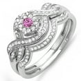thumbnail image 1 of Dazzlingrock Collection 10K Round Pink Sapphire & White Diamond Ladies Bridal Engagement Ring Matching Set, White Gold, Size 7, 1 of 1