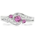 thumbnail image 1 of Dazzlingrock Collection 10K Round Pink Sapphire & White Diamond Swirl Bridal Engagement Ring With Band Set, White Gold, Size 5, 1 of 1