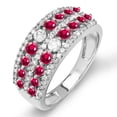 thumbnail image 1 of Dazzlingrock Collection 10K Round Ruby And White Diamond Ladies Anniversary Wedding Band Ring, White Gold, Size 9, 1 of 1