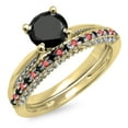 thumbnail image 1 of Dazzlingrock Collection 10K Round Ruby & Black Diamond Bridal Solitaire Engagement Ring Wedding Band Set, Yellow Gold, Size 4, 1 of 1