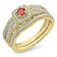 thumbnail image 1 of Dazzlingrock Collection 10K Round Ruby & White Diamond Bridal Halo Engagement Ring Set, Yellow Gold, Size 8.5, 1 of 1