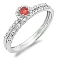 thumbnail image 1 of Dazzlingrock Collection 10K Round Ruby & White Diamond Halo Bridal Engagement Ring Matching Band Set, White Gold, Size 6, 1 of 1