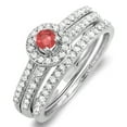 thumbnail image 1 of Dazzlingrock Collection 10K Round Ruby & White Diamond Halo Bridal Engagement Ring Matching Band Set, White Gold, Size 6, 1 of 1