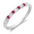 thumbnail image 1 of Dazzlingrock Collection 10K Round Ruby & White Diamond Ladies 7 Stone Wedding Stackable Band, White Gold, Size 5.5, 1 of 1