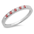 thumbnail image 1 of Dazzlingrock Collection 10K Round Ruby & White Diamond Ladies Anniversary Wedding Band Stackable Ring, White Gold, Size 7, 1 of 1