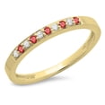 thumbnail image 1 of Dazzlingrock Collection 10K Round Ruby & White Diamond Ladies Anniversary Wedding Band Stackable Ring, Yellow Gold, Size 4.5, 1 of 2