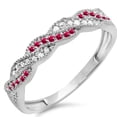 thumbnail image 1 of Dazzlingrock Collection 10K Round Ruby & White Diamond Ladies Anniversary Wedding Stackable Swirl Ring, White Gold, Size 9, 1 of 1