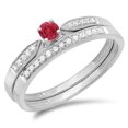thumbnail image 1 of Dazzlingrock Collection 10K Round Ruby & White Diamond Ladies Bridal Engagement Ring Band Set, White Gold, Size 7.5, 1 of 1