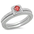 thumbnail image 1 of Dazzlingrock Collection 10K Round Ruby & White Diamond Ladies Bridal Halo Engagement Ring Set, White Gold, Size 8.5, 1 of 1