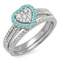 thumbnail image 1 of Dazzlingrock Collection 10K Round Turquoise & White Diamond Ladies Heart Shaped Engagement Ring Set, White Gold, Size 7, 1 of 1