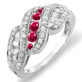 thumbnail image 1 of Dazzlingrock Collection 10K Round White Diamond And Ruby Ladies Cocktail Right Hand Ring, White Gold, Size 7.5, 1 of 1