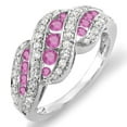 thumbnail image 1 of Dazzlingrock Collection 10K Round White Dimaond And Pink Sapphire Ladies Cocktail Right Hand Ring, White Gold, Size 5, 1 of 1