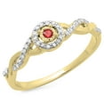 thumbnail image 1 of Dazzlingrock Collection 10K Ruby & White Diamond Bridal Halo Swirl Split Shank Promise Ring, Yellow Gold, Size 7, 1 of 1