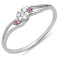 thumbnail image 1 of Dazzlingrock Collection 10K White Diamond & Pink Sapphire Bridal Swirl Split Shank Cluster Promise Ring, White Gold, Size 5.5, 1 of 1
