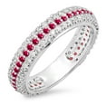 thumbnail image 1 of Dazzlingrock Collection 10K White Diamond & Ruby Ladies Pave Set Anniversary Wedding Eternity Ring Band, White Gold, Size 8.5, 1 of 1