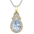 thumbnail image 1 of Dazzlingrock Collection 10X7mm Pear Aquamarine & Round White Diamond Teardrop Pendant for Women with 18 Inch Silver Chain (0.15 ctw, Color I-J, Clarity I1-I2) in 18K Yellow Gold, 1 of 4
