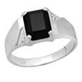 thumbnail image 1 of Dazzlingrock Collection 10X8mm Emerald Black Onyx & Round Accent White Diamond Brushed Anniversary Wedding Band for Men in 14K White Gold, Size 13, 1 of 3