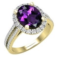 thumbnail image 1 of Dazzlingrock Collection 10X8mm Oval Amethyst & Round White Diamond Halo Style Engagement Ring for Women (0.40 ctw, Color I-J, Clarity I2-I3) in 10K Yellow Gold, Size 6, 1 of 5